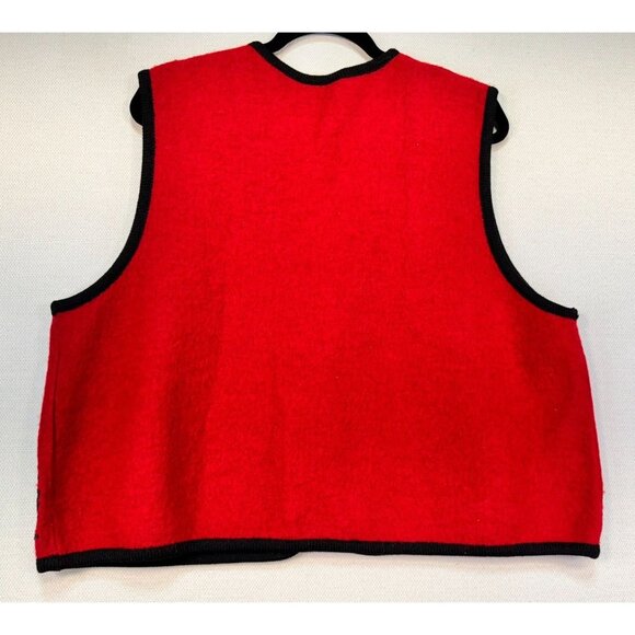 Carroll Reed Womens Wool Vest XL Red & Black Embroidered Design - Picture 8 of 10